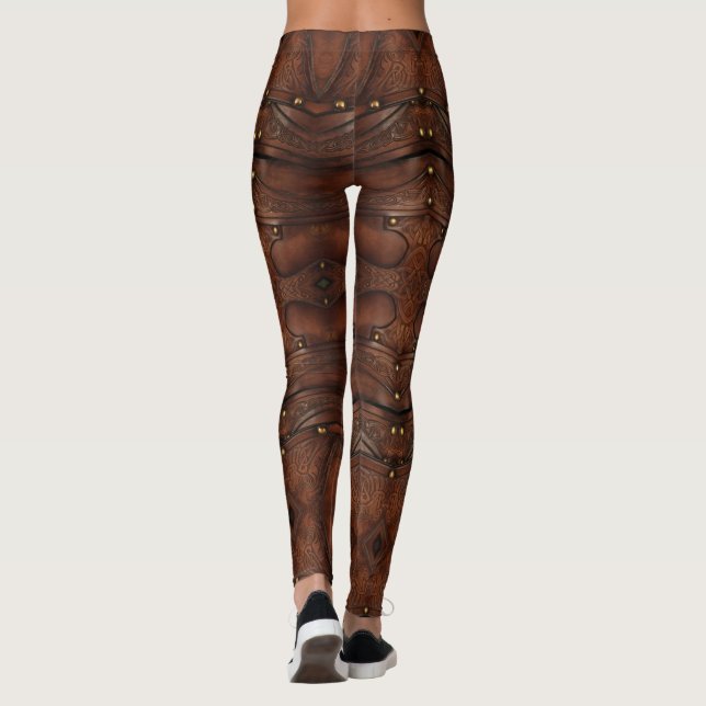 Abstract Design of Leather Viking Chest Armor on Leggings (Back)