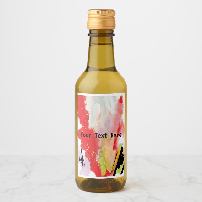 Abstract Design of Red, Green and Lavender Mini  Wine Label (Front)