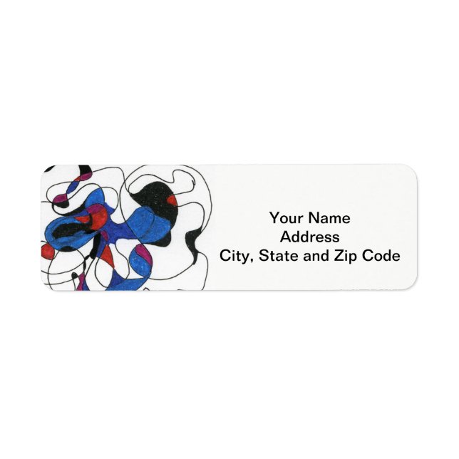 Abstract design return address label, black white (Front)