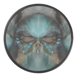 Abstract Design Scary Viking Mask  Hockey Puck