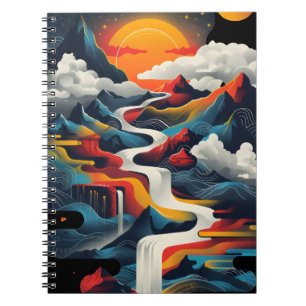 Abstract design, surreal landscape notebook