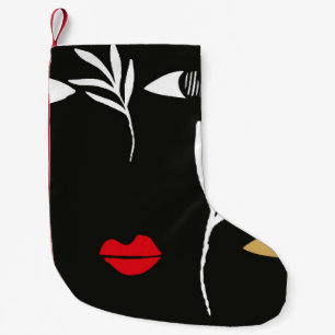 Abstract design with minimal female face. One line Small Christmas Stocking
