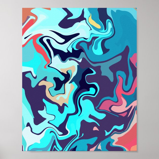 Abstract Design with Soothing Turquoise Tones  Poster (Front)