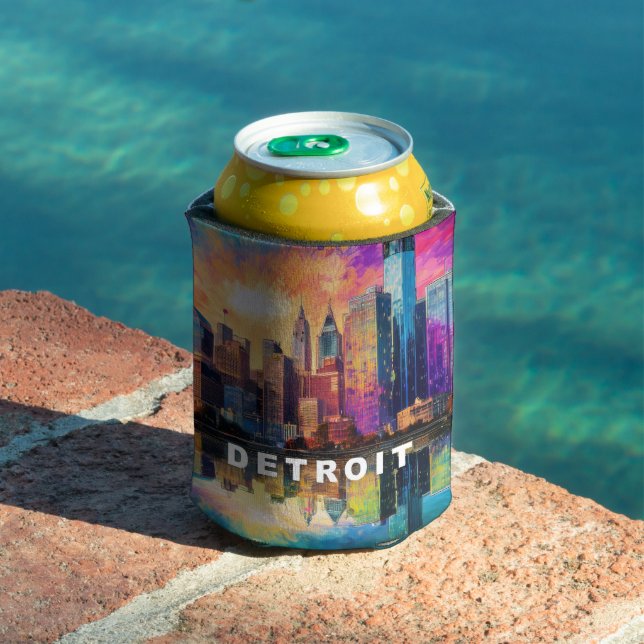 Abstract Detroit Skyline Can Cooler (In Situ Pool)