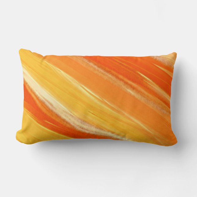 Abstract Diagonal Orange and Yellow Stripes Throw  Lumbar Cushion (Front)