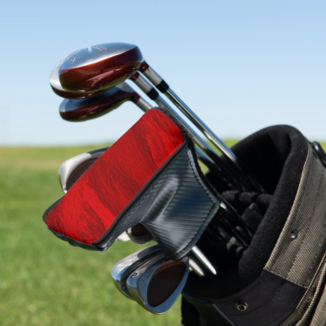 Abstract diagonal shades of red design golf head cover (In Situ)
