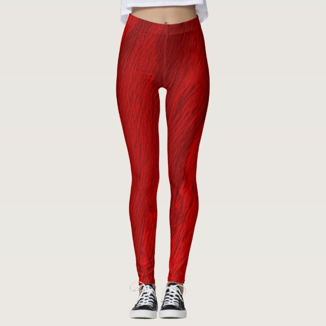 Abstract diagonal shades of red design leggings (Front)