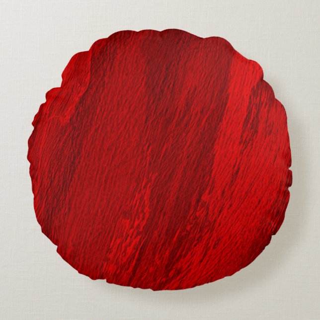 Abstract diagonal shades of red design round cushion (Front)
