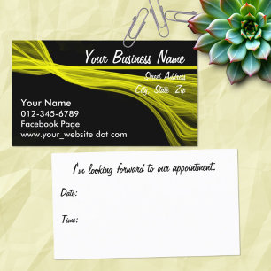 Abstract Diagonal Yellow Streaks Over Black Appointment Card