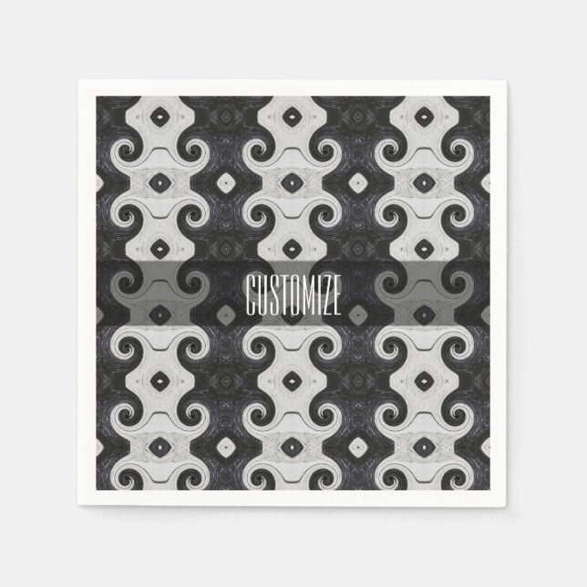 Abstract Diamond Eye Curls Pattern Napkins (Front)