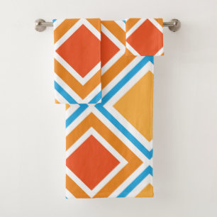 Abstract diamond geometrical bath towel set