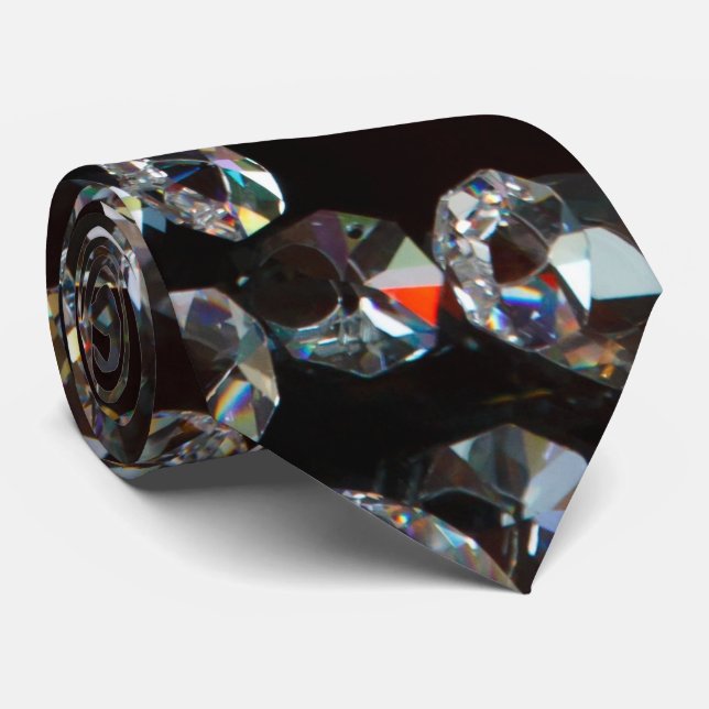 Abstract Diamonds on Black Background Tie (Rolled)