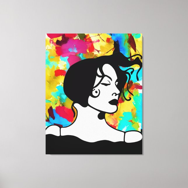 Abstract Digital Art Vibrant Lady of Colours  Canvas Print (Front)