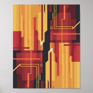 Abstract Digital artwork with Red & Yellow Tones  Poster