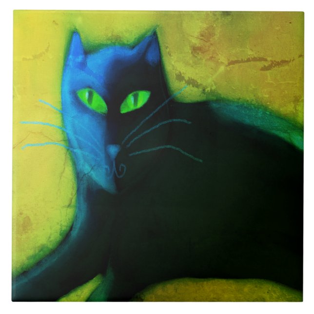 Abstract Digital Cat Painting Tile (Front)