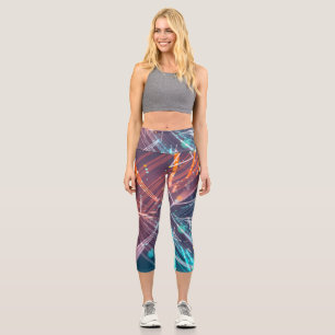 Abstract Digital Electronic Modern Art Capri Leggings
