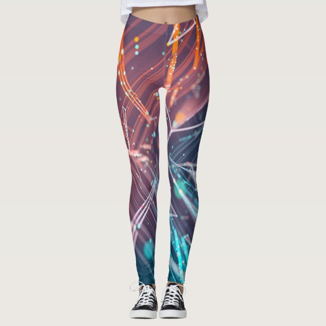 Abstract Digital Electronic Modern Art Leggings (Front)