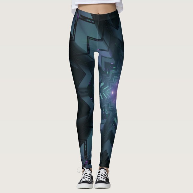 Abstract Digital Electronics Graphics Art Leggings (Front)