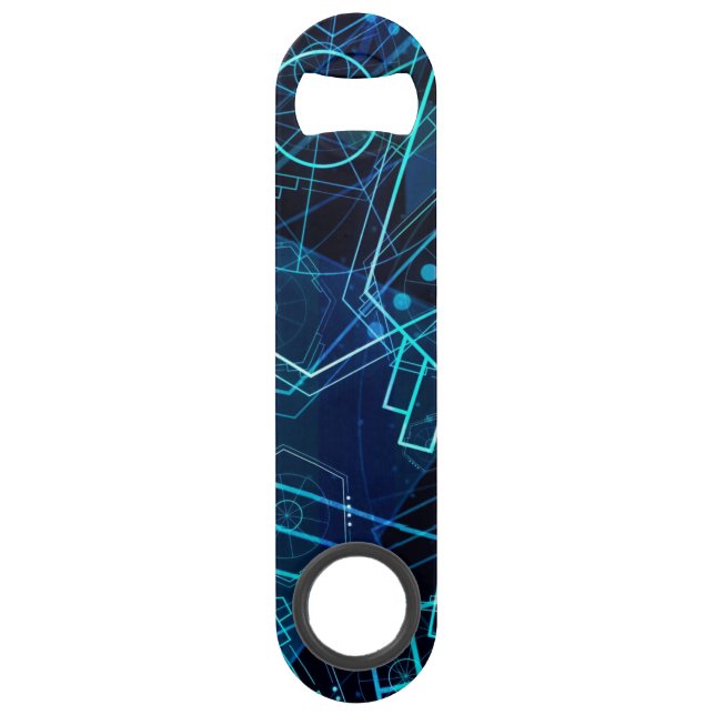 Abstract Digital Geometric Data Blue Art (Front)