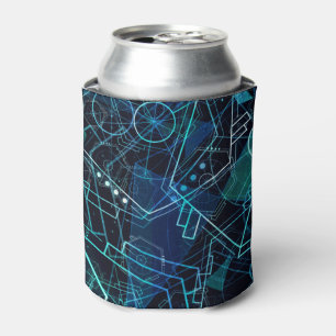 Abstract Digital Geometric Data Blue Art Can Cooler