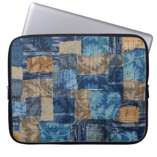 Abstract Digital Navy: Seamless Watercolor Pattern Laptop Sleeve