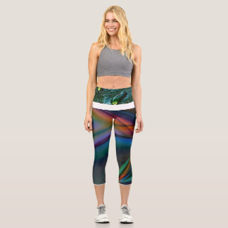 Abstract Digital Network Print High-Waisted Leggin Capri Leggings