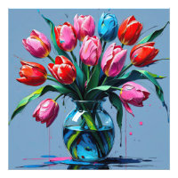 Abstract Digital Painting – Colorful Tulip Bouquet