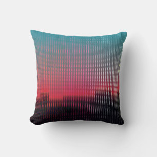 Abstract digital urban landscape of colourful squa cushion