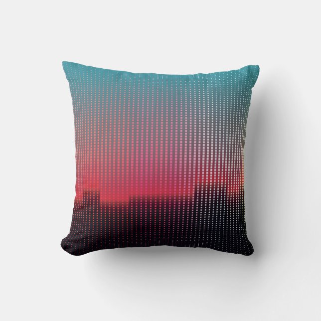 Abstract digital urban landscape of colourful squa cushion (Front)