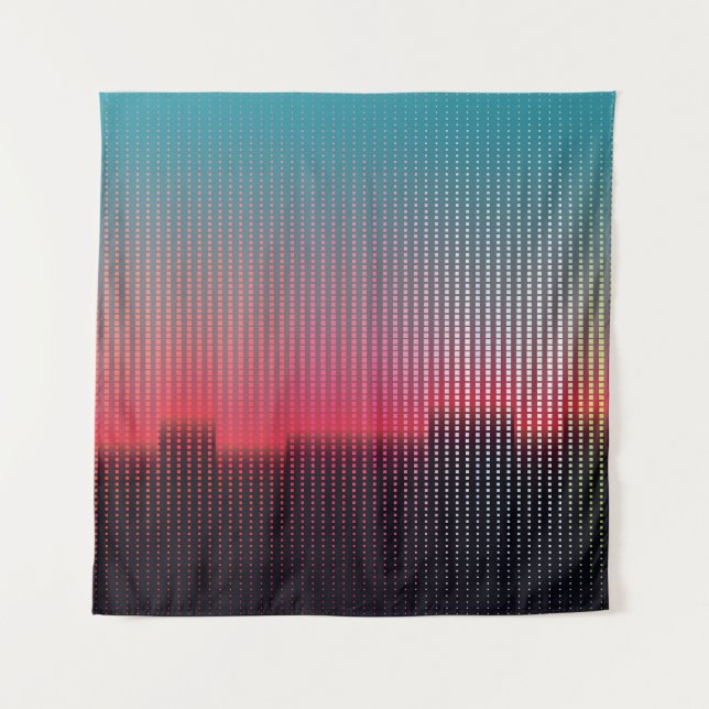 Abstract digital urban landscape of colourful squa tapestry (Front)