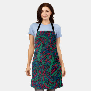 Abstract DNA Double Helix Jewel Tone Line Apron
