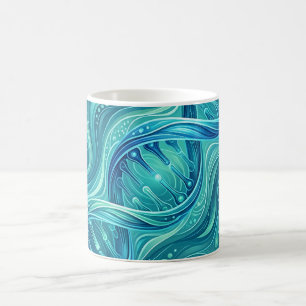 Abstract DNA Helix Ocean Blue Coffee Mug