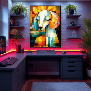 Abstract Dog Art - Geometric Animal Design Poster