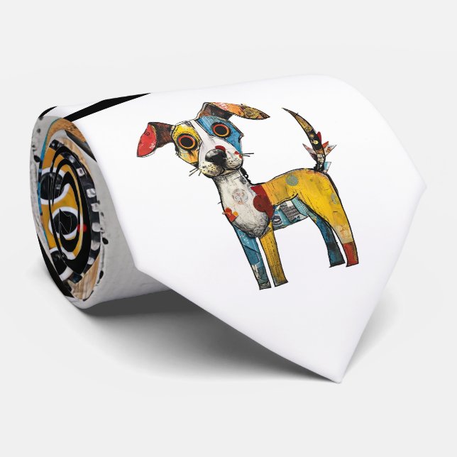 Abstract Dog Design Necktie (Rolled)