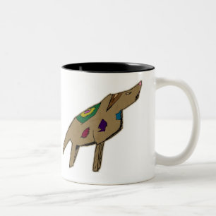 Abstract Dog Illustration Two-Tone Coffee Mug