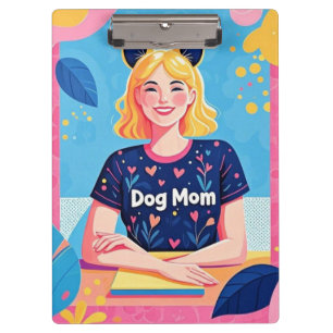 Abstract dog mum in pink blue clipboard