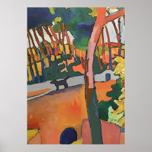 Abstract Dog on Bridge Poster