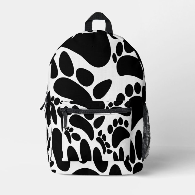 Abstract Dog Pawprint Printed Backpack (Front)