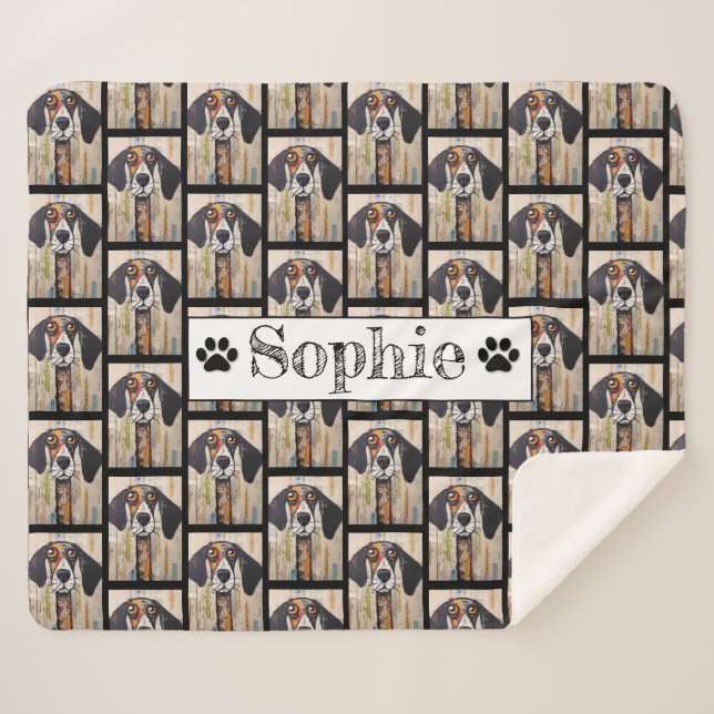 Abstract Dog Personalised   Sherpa Blanket (Front (Horizontal))
