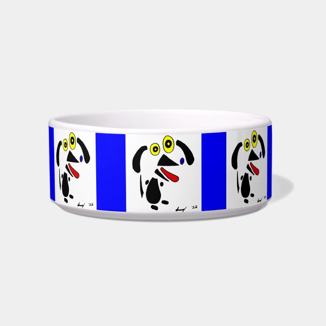 Abstract Dog Pet Bowl - Blue (Front)