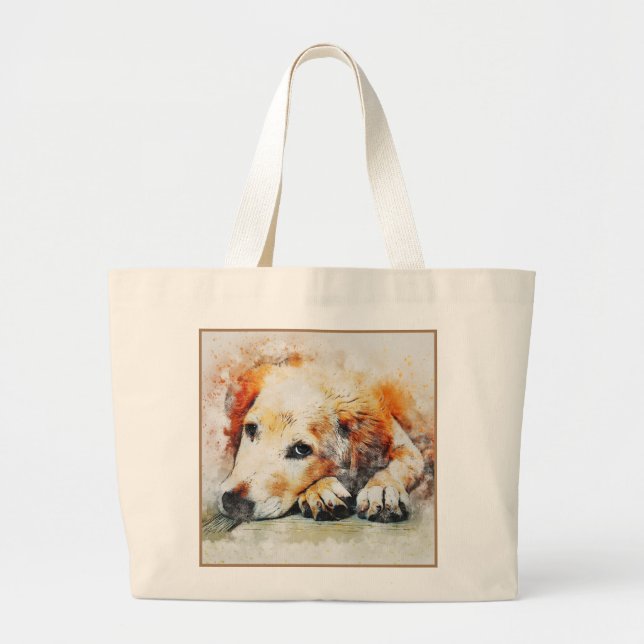Abstract Dog Print Large Tote Bag (Front)