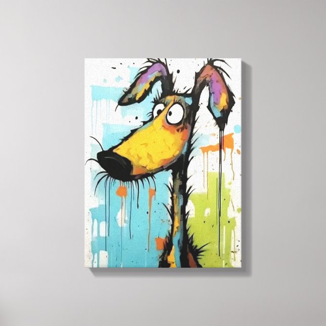 Abstract Dog Wooden Framed Canvas Print (Front)