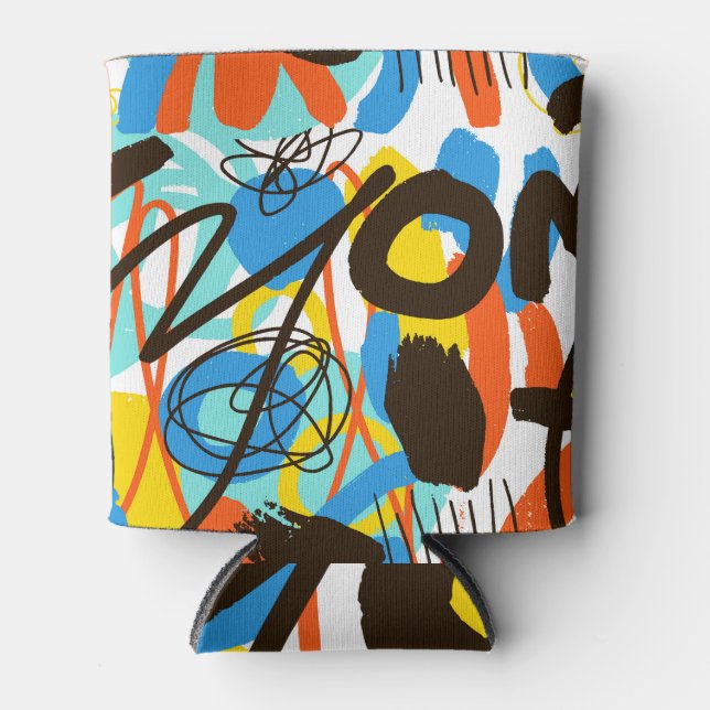 Abstract doodle, bright summer pattern. can cooler (Front)