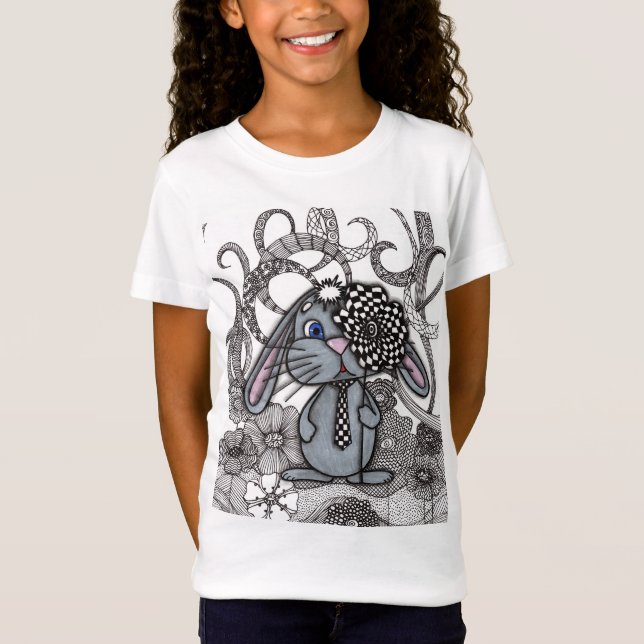 Abstract Doodle Bunny Character Graphic T-Shirt (Front)