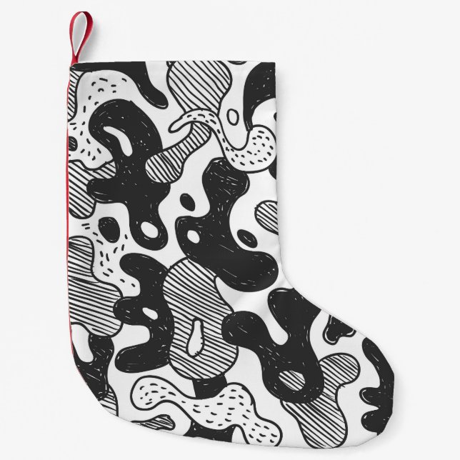 Abstract Doodle Camouflage Black Style Small Christmas Stocking (Front)