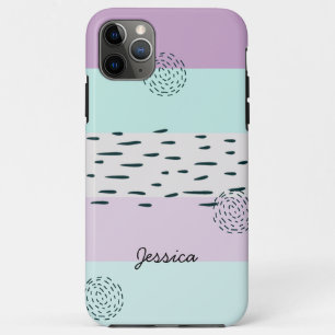 Abstract Doodle Lilac Mint Grey Stripe Custom Case-Mate iPhone Case