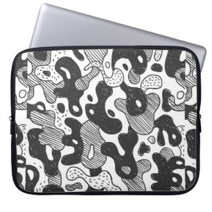 abstract doodle style camouflage,black laptop sleeve