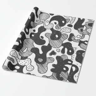 abstract doodle style camouflage,black wrapping paper