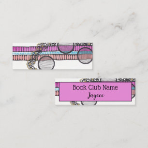 Abstract doodle watercolour pink, book club calling card
