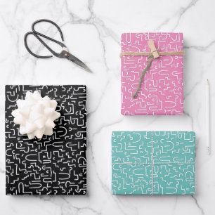 Abstract Doodles Lines Wrapping Paper Sheet